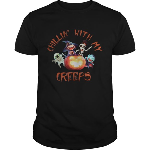 Chillin With My Creeps Funny Halloween Costume Gift TShirt