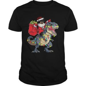 Christmas Dachshund Santa Riding Dinosaur Christmas Light shirt