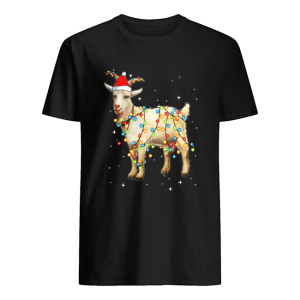 Christmas Lights Goat Wearing Santa Hat Funny Xmas shirt