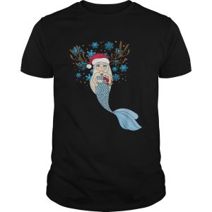 Christmas Mermaids Santa HatReindeer Antlers Gift shirt