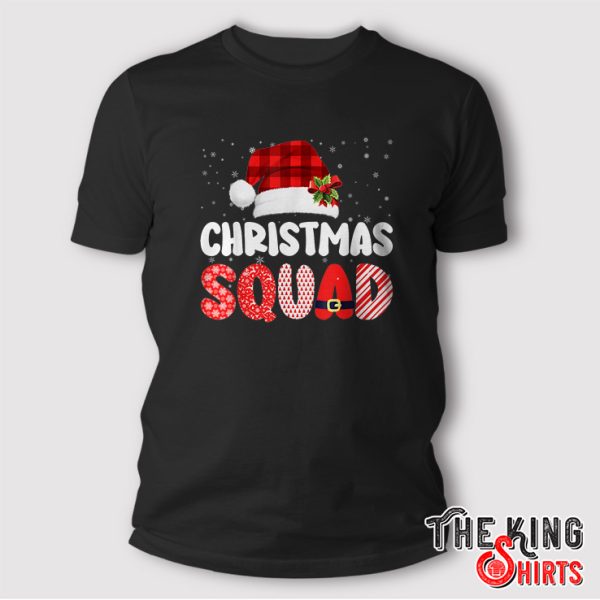 Christmas Squad Family Group Matching Red Plaid Santa T-Shirt