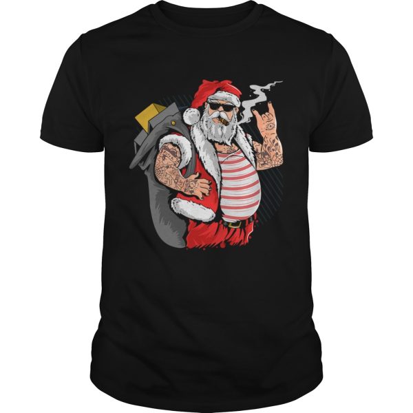 Cool Santa Claus Yule Tattoo Funny Christmas Xmas Gift shirt