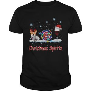 Corgi Chicago Cubs Christmas and wine spirits shirt