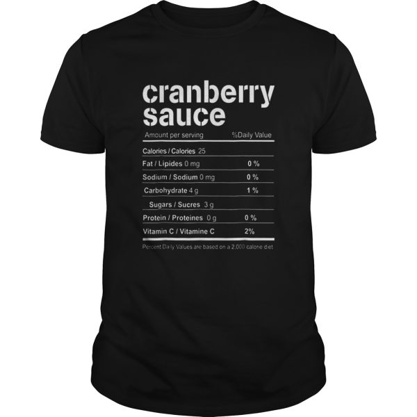 Cranberry Sauce Funny Christmas Food Nutrition Facts shirt