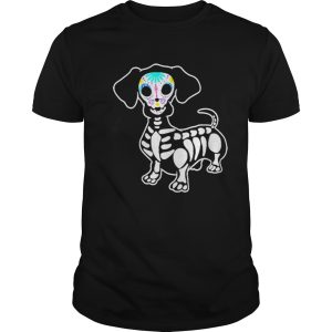 Dachshund Skeleton Pumpkin Happy Halloween TShirt