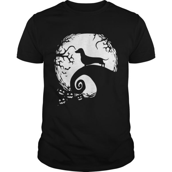 Dachshund in the midnight moon Halloween shirt