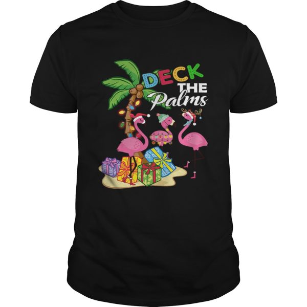 Deck the Palms Merry Flamingo Christmas shirt