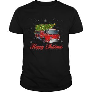 Firefighter Christmas Tee Tree On Truck Fire Xmas shirt