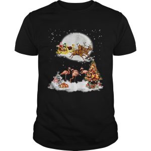 Flamingo Christmas Santa Riding Reindeer shirt