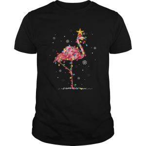 Flamingo Reindeer Hat Santa Christmas Lights Flamingo shirt