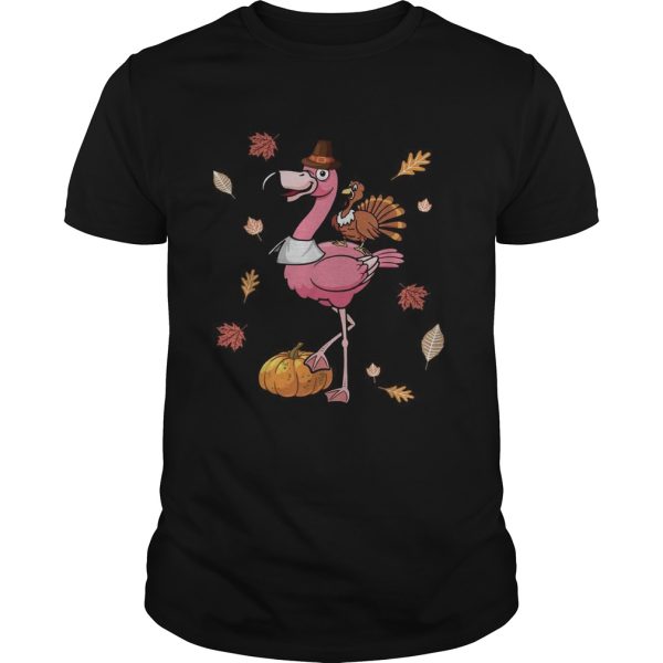 Flamingo and chicken turkey pumpkin shirt