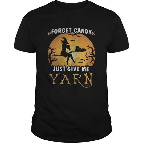 Forget candy just give me yarn Halloween moon t-shirt