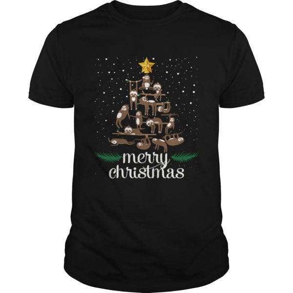 Funny Sloth Christmas Pine Tree Merry Christmas TShirt