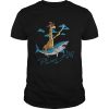 Giraffe Pirate Riding Shark Sword Cute Animal Halloween Gift TShirt