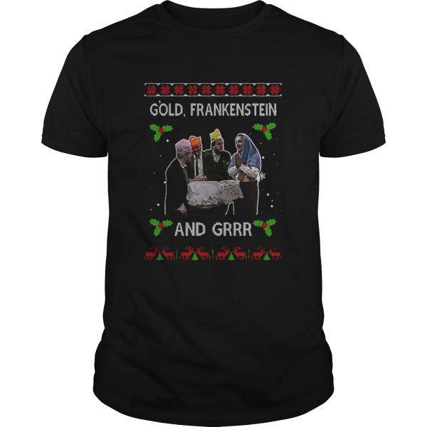 Gold Frankenstein and grrr Ugly Xmas Christmas shirt