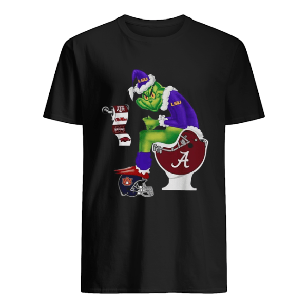 Grinch Santa Alabama Crimson Tide Sitting LSU Tigers Toilet Auburn Tigers Texas A&ampM Aggies shirt