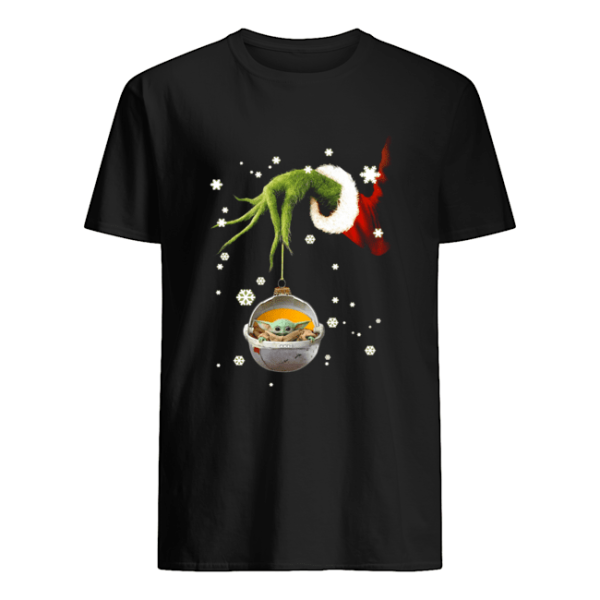 Grinch hand holding Baby Yoda christmas shirt