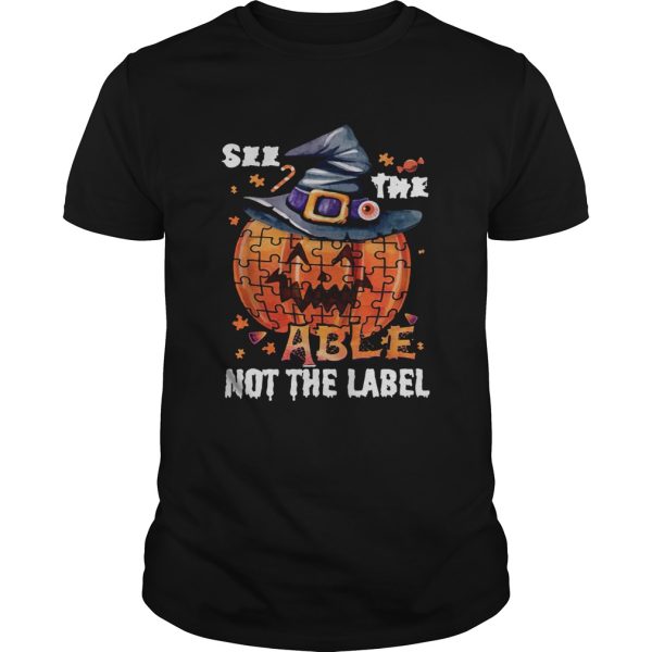 Halloween Autism awareness pumpkin See the able not the label shirt