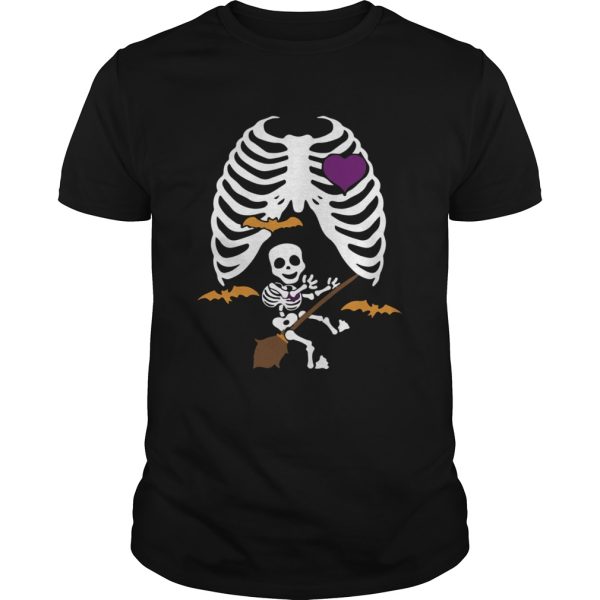 Halloween Pregnant Witch Skeleton Maternity Halloween Shirt