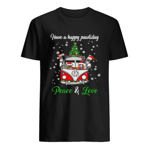 Have a happy pawlidays peace and love girl hippie and Dogs Christmas shirt