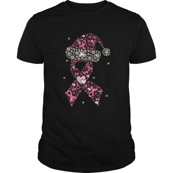 Hot Breast Cancer Christmas Ribbon With Hat shirt