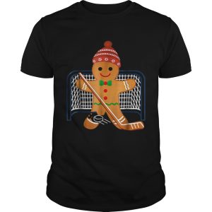 Hot Hockey Goalie Funny Christmas Gingerbread Man Goalie shirt L