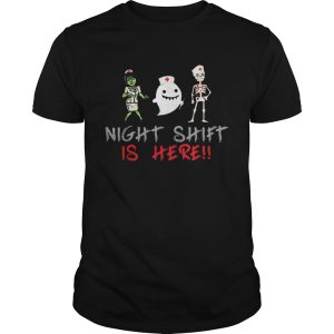 Is Here Nurse Boo Skeleton Zombie Halloween shirt