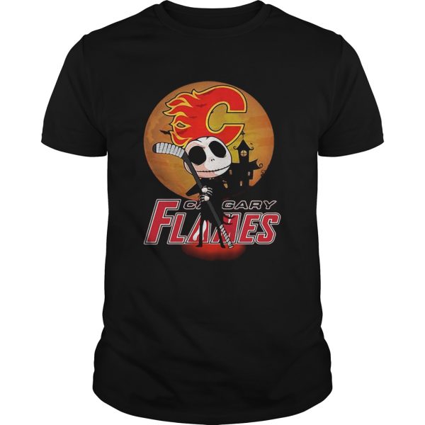 Jack Skellington Holding Hockey Stick Calgary Flames Sunset shirt