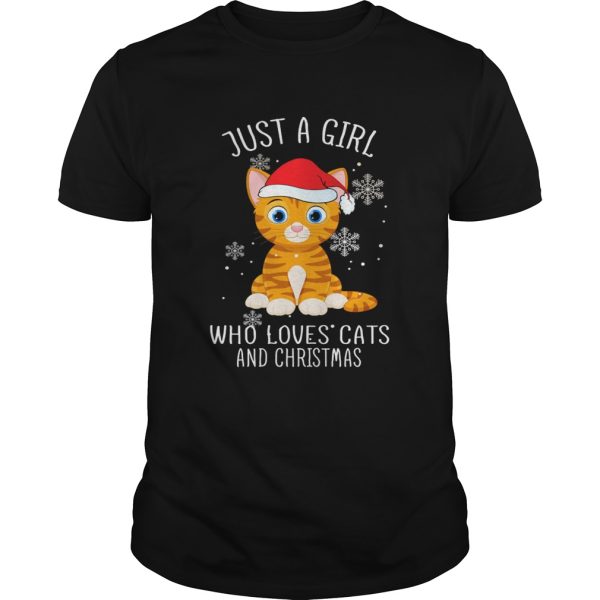 Just A Girl Who Loves Cats And Christmas Shirt