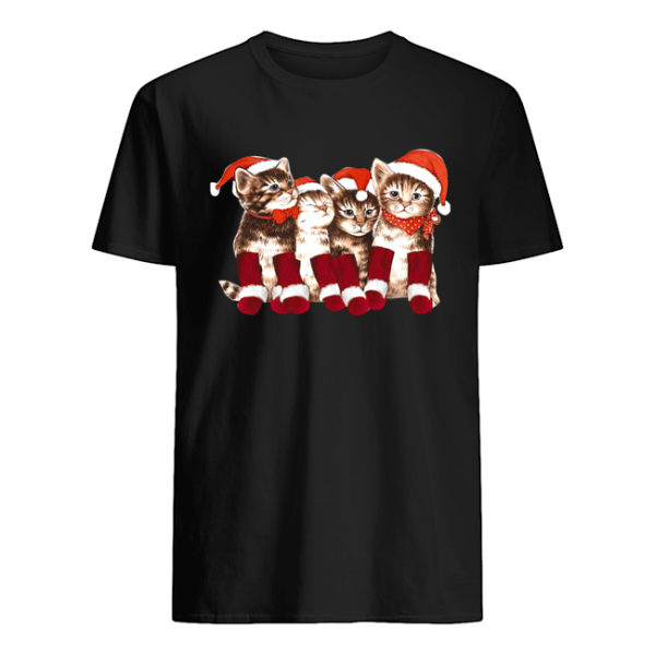 Kittens With Santa Hats Funny Christmas Cat Meme Tee T-Shirt