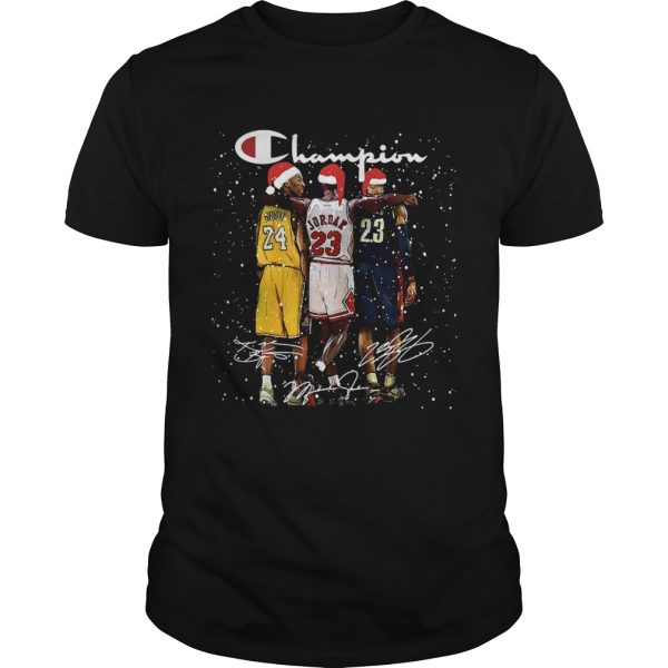 Kobe Bryant Michael Jordan and LeBron James Signatures Champion Christmas shirt