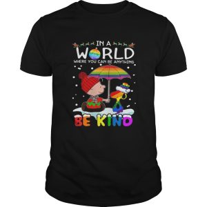 LGBT Charlie Brown And Snoopy In A World Where You Can Be Anything Be Kind Christmas shirt