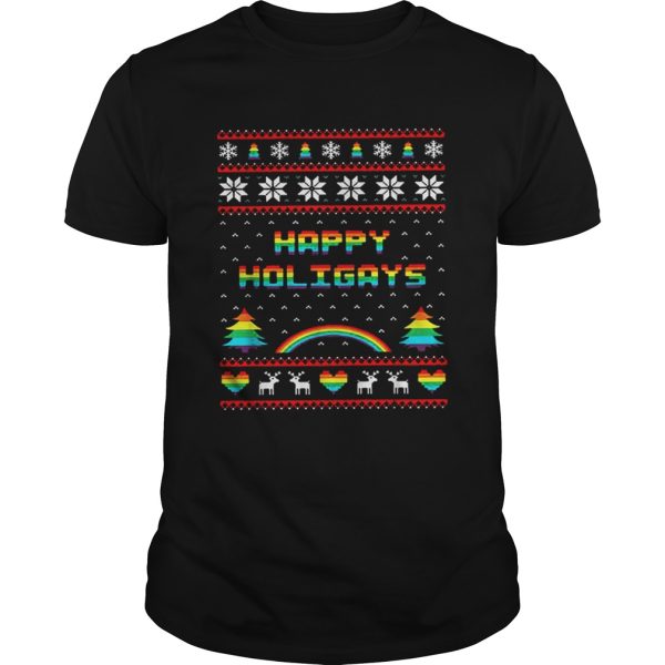 LGBT Happy holigays rainbow Christmas shirt