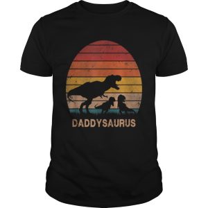 Mens Dad Dinosaur Daddysaurus 2 Two kids Christmas Birthday Gift shirt