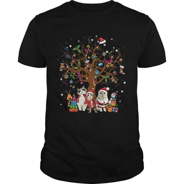 Meowy Merry Christmas Cats Christmas tree shirt