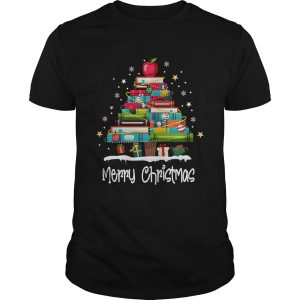 Merry Christmas Book Christmas Tree School Gift Tee Tshirt