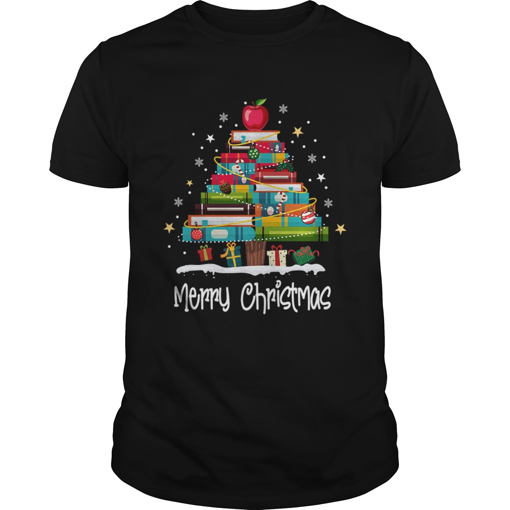Merry Christmas Book Christmas Tree School Gift Tee Tshirt Merry Christmas Book Christmas Tree School Gift Tee Tshirt