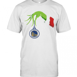 Merry Christmas Grinch Holding Golden State Warriors Logo T-Shirt