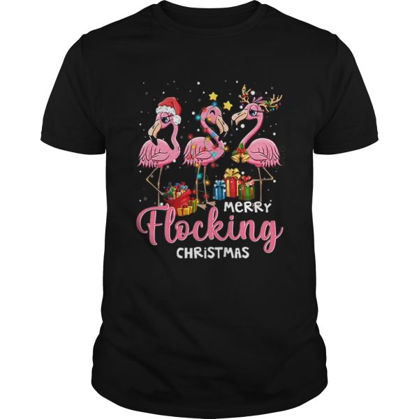 Merry Flocking Christmas Flamingo Xmas shirt