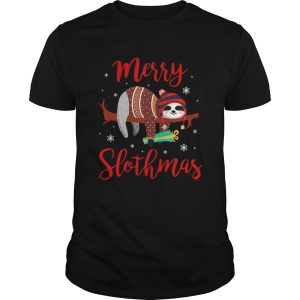 Merry Slothmas Sloth In Santa Hat Christmas shirt