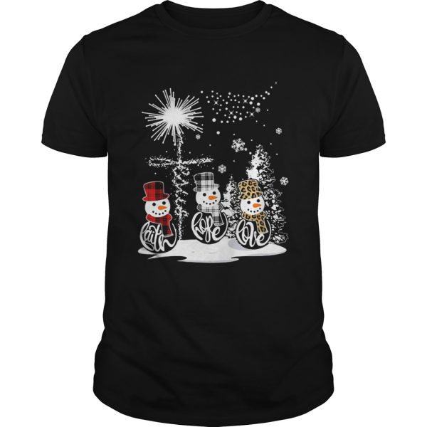Merry christmas faith hope love snowman leopard shirt