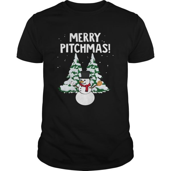 Merry pitchmas Snowman Baseball shirt