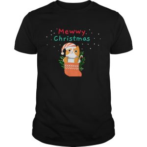 Mewwy Christmas Funny Ginger Tuxie Kitty Cat Lovers Holiday TShirt