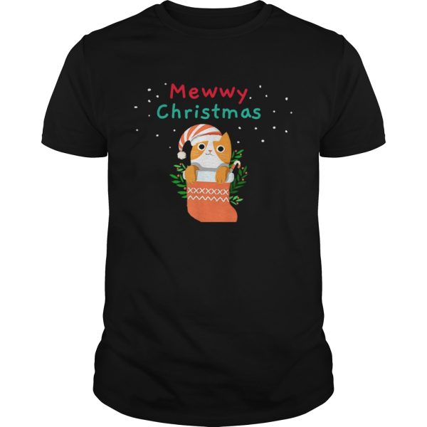 Mewwy Christmas Funny Ginger Tuxie Kitty Cat Lovers Holiday TShirt