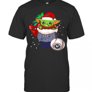 Milwaukee Brewers Christmas Baby Yoda Star Wars Funny Happy MLB T-Shirt