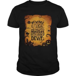 Monsters Garden Flag beware a witch and her little monsters Halloween t-shirt