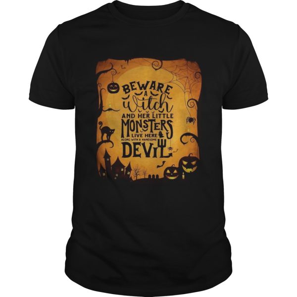 Monsters Garden Flag beware a witch and her little monsters Halloween t-shirt