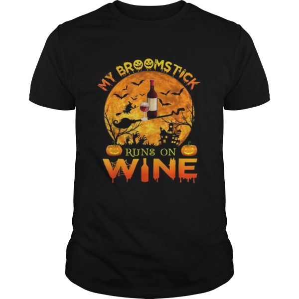 My BroomstickAwesome Run On Wine Moon Pumpkins Halloween shirt