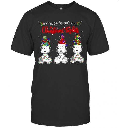 My Favorite Color Is Christmas Lights Snoopys Xmas T-Shirt