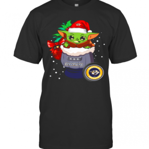 Nashville Predators Christmas Baby Yoda Star Wars Funny Happy NHL T-Shirt